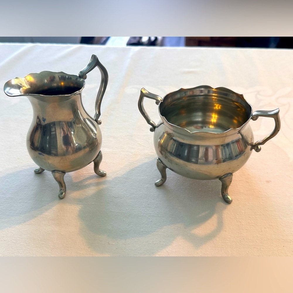 Insico Pewter 588 Vintage 1960’s Creamer & Sugar Set